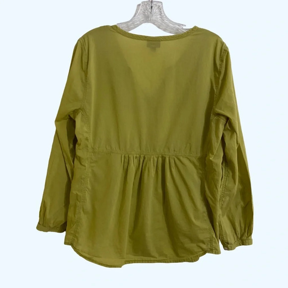 J. Jill Lime Green Button Down Long sleeve Loose Relaxed Fit Blouse LargeP - Picture 2 of 5